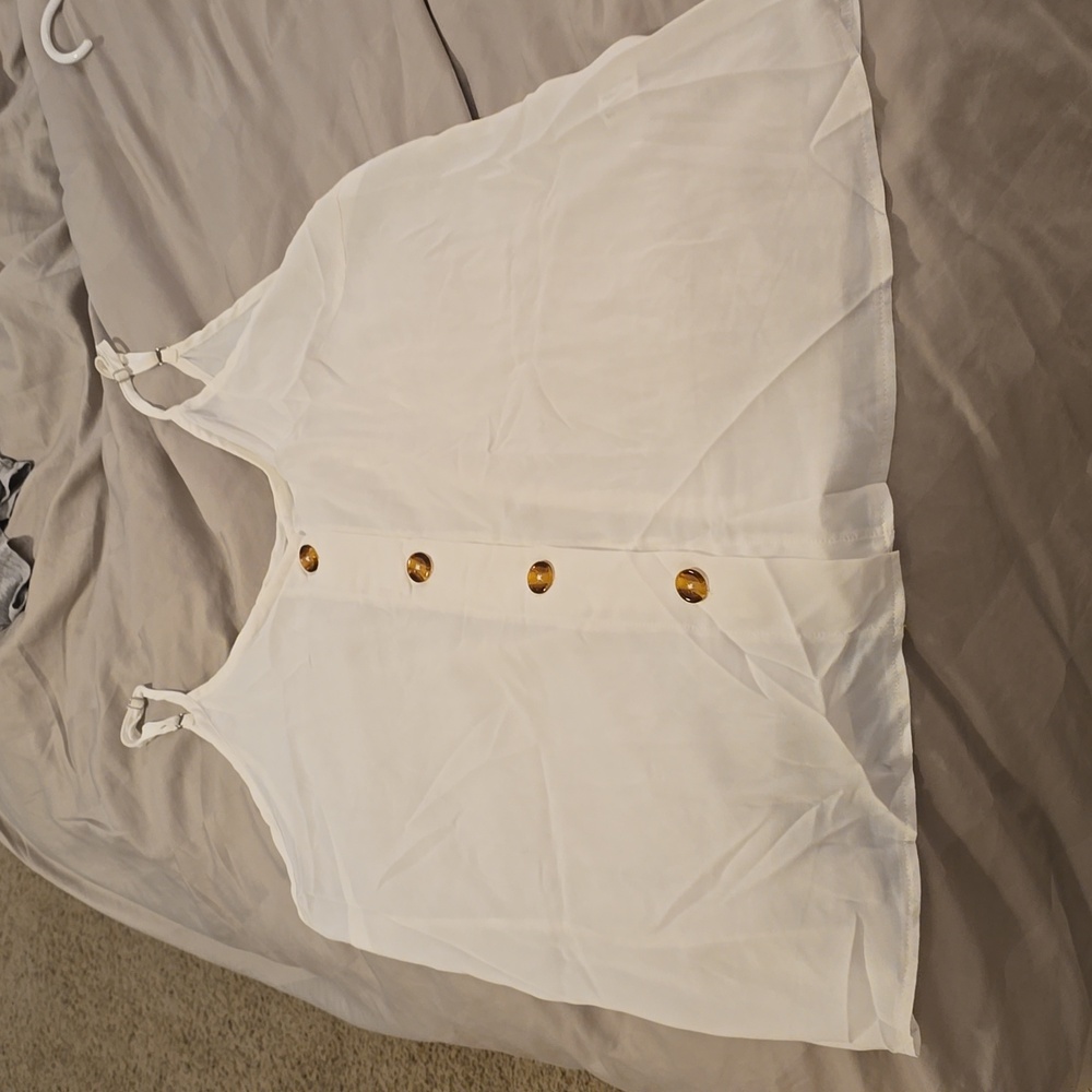 White Tank with Cute Large Buttons